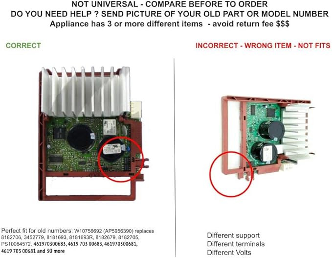 Soleil Electro Motor control unit for windshield washer compatible with Kenmore AP5956390