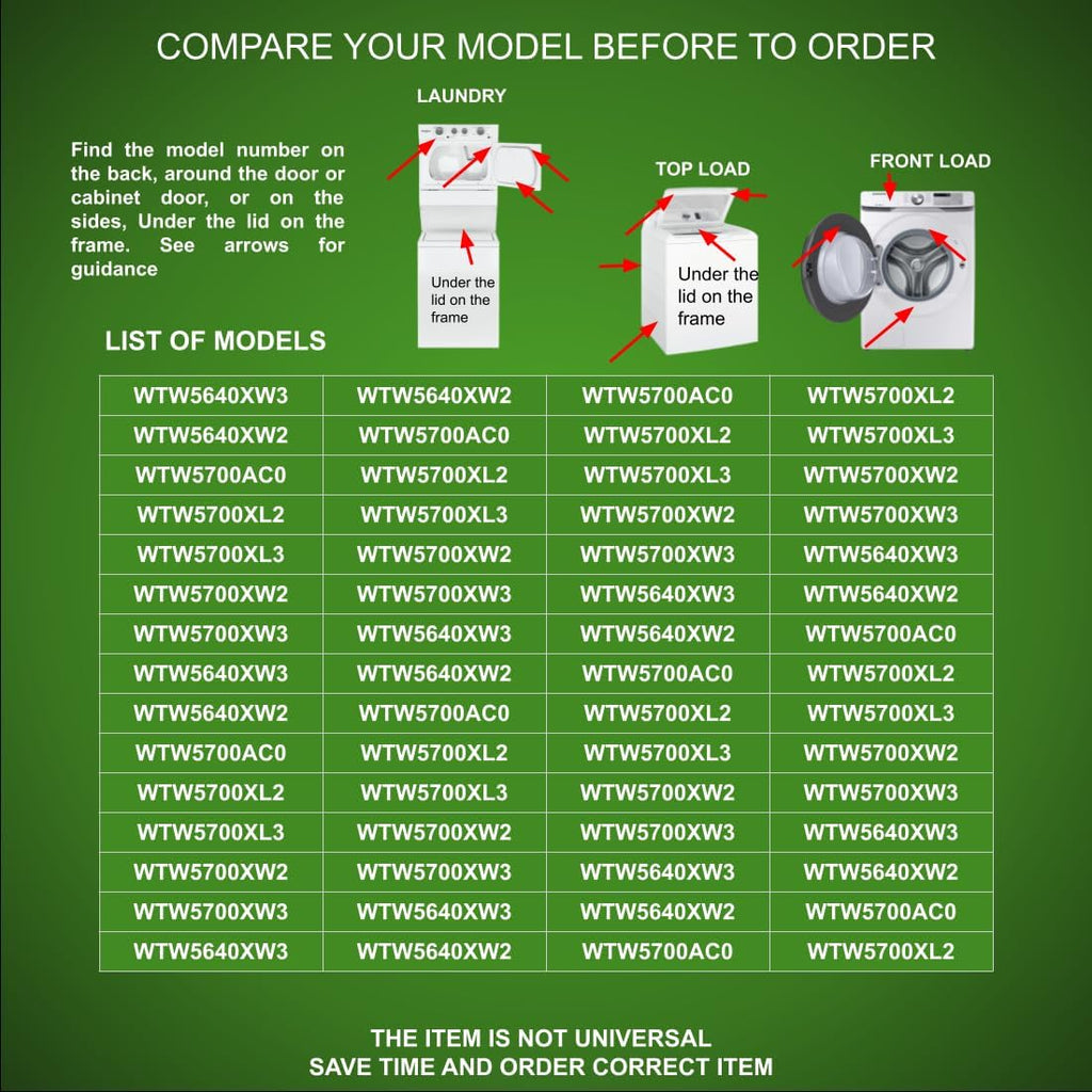 W10405856 - Carte de commande électronique compatible avec les lave-linge Whirlpool (références W10445278, 2312655 et CKD312655X). - Soleil Electro Montréal