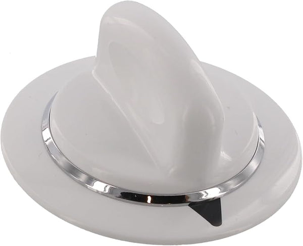 Soleil Electro WE01X20374 Bouton de contrôle de minuterie de sèche-linge de qualité supérieure, blanc avec garniture chromée compatible avec les sèche-linge GE, Hotpoint, RCA. Remplace : WE1M856, WE1M589, AP5805160