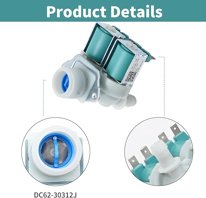 Soleil Electro DC62-30312J-DC62-30314K Ensemble de valves d'eau froide et chaude, remplacement pour lave-linge Kenmore, Samsung remplace DC62-30314H AP4204532 PS4209100 PS4209090