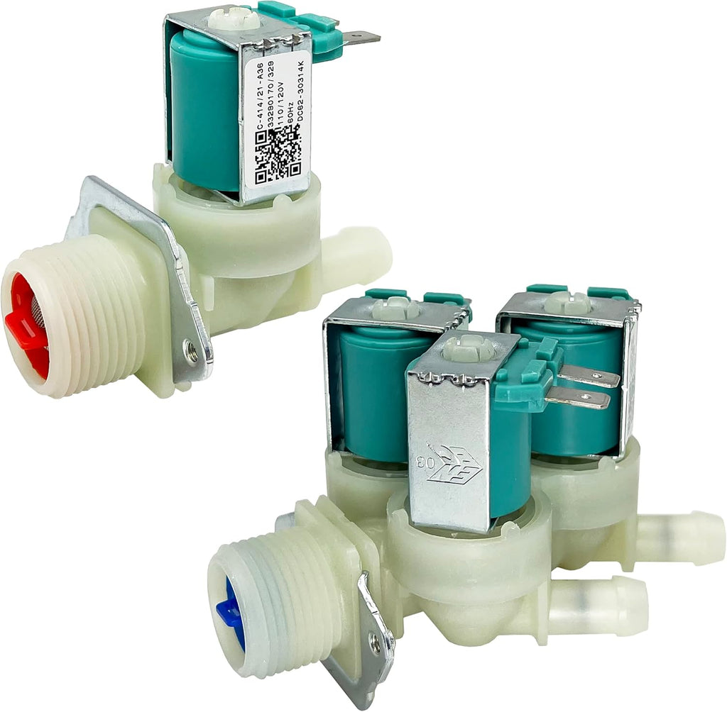 DC62-00142G & DC62-30314K Ensemble de valves d'eau froide et chaude pour Samsung WF45H6100AP/A2 Maytag, AP4211934, 2070188, DC62-00142D, PS4208672, DC62-30314H, 188 10145 AP4204535 Soleil Electro Montréal