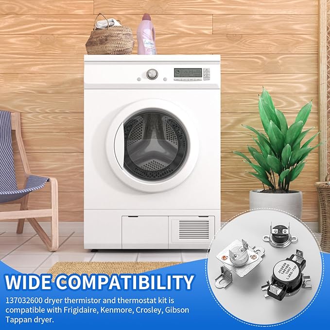137032600 134120900 Limiteurs thermiques, thermostat haute limite 3204267 compatible avec sèche-linge Frigidaire & Kenmore, remplace # 3205659 1489053 AP4368739