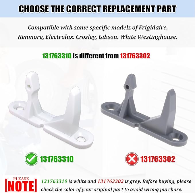 131763310 Pièce de rechange pour gâche de porte de laveuse - Facile à installer - Ultra durable - Compatible avec les rondelles Frigidaire & Kenmore - Remplace 131763300 AP3580441 PS890617 - Lot de 1