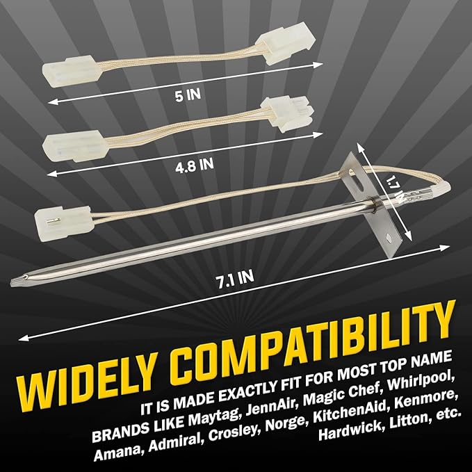 12001656 Kit de capteur de température de four compatible avec les fours Whirlpool et Kenmore - Repalces: AP4009009, 1364, 12001656, 04000052, 04100258, 12001357, 12001554, 1200165656 , 12000 1656VP