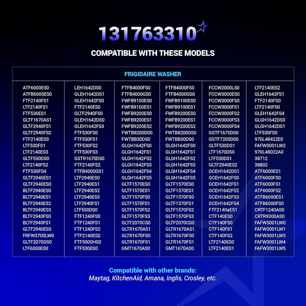 131763310 Pièce de rechange pour gâche de porte de laveuse - Facile à installer - Ultra durable - Compatible avec les rondelles Frigidaire & Kenmore - Remplace 131763300 AP3580441 PS890617 - Lot de 1